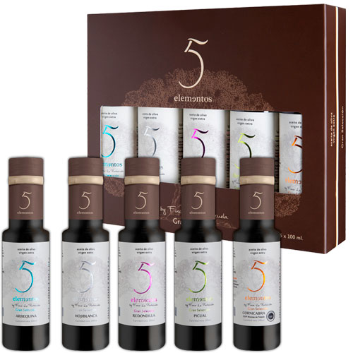 Aceite de Oliva Virgen Extra Finca La Pontezuela - 5 Elementos Gran Selección Estuche 5×100 ml AOVE