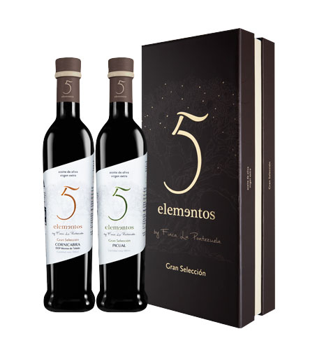 5 Elementos Gran Selección Cornicabra y Picual Estuche 2x500 ml - Comprar Aceite de Oliva Virgen Extra - Finca La Pontezuela