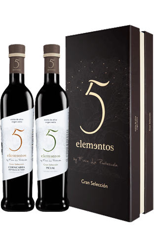 5 Elementos Gran Selección Cornicabra y Picual Estuche 2x500 ml - Comprar Aceite de Oliva Virgen Extra - Finca La Pontezuela